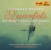 Album artwork for BRAHMS: QUARTETS FOR FOUR VOICES AND PIANO